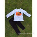 boys long sleeves Halloween pumpkin print pant kids boutique outfits kids suit with matching necklace and headband